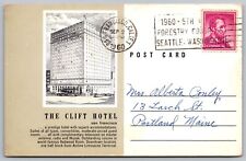 Clift Hotel San Francisco California Street View Old Car Cancel 1960 PM Postcard picture