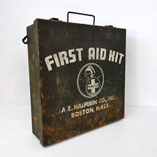 Antique Vintage A.E. Halperin Halco FIRST AID KIT w/ Contents ~ Boston Mass picture