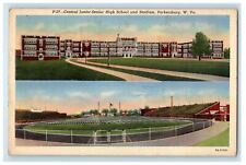 c1950s Central Junior Senior High School and Stadium, Parkersburg WV Postcard picture