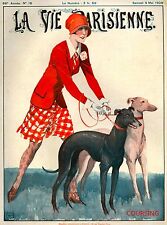 1928 La Vie Parisienne French Greyhound Dogs France Travel Advertisement Poster picture