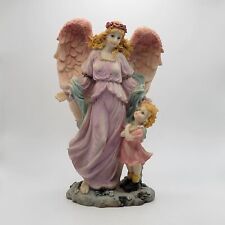 Ceramic Angel W/Child Purple Dress Pink Wings Loose Pieces Inside 7