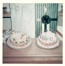 1960s Birthday Cakes Candles Flowers Gifts Found Photo Still Life Original picture
