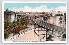 1915~110th Street Elevated Railway~New York City NY~Aerial View~Antique Postcard picture