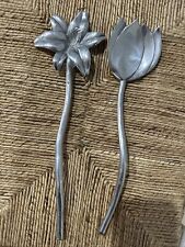 Mariposa Cast Aluminum Salad Tongs Servers Spoons Vintage 1992 Flower Lily Tulip picture