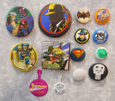 Vintage Superhero Pinback Button Lot Pins Marvel D.C.  14 Buttons picture