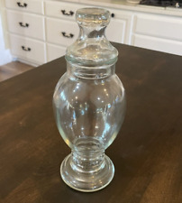 Vintage 10” Glass Apothecary Jar Candy Jar Footed with Lid picture