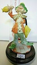 Vintage 1984 Pucci Arnart Beautiful Orange & Greens Clown Figurine Wood Base picture