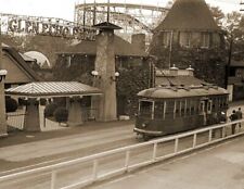 1939 Streetcar and Entrance of Glen Echo Park, MD Old Photo 8.5