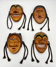 Four VTG Traditional Korean Hand Carved Wooden Theater Masks Hahoetal Tulchum picture