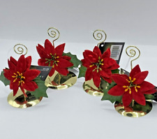 NEW ROBERT STANLEY RED POINSETTIA PLACE CARD HOLDERS SET OF 4 picture