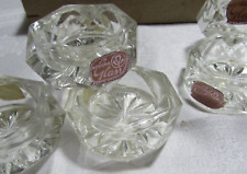 NOS  Bohemian  Glass Salt Cellars w/Spoons Set of 6 Czechoslovakia Star Burst picture