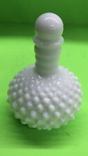 Vintage Fenton Milk Glass Perfume Bottle with Stopper Hobnail 5.3/4
