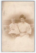 1907 Studio Woman Child Harrisburg Pennsylvania PA RPPC Photo Antique Postcard picture