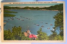 Postcard Watauga Dam Boat Dock on Shores of Lake in East Tennessee linen unused picture