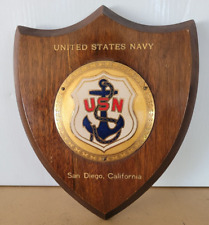 VTG USN United States Navy SAN DIEGO CA WOOD Wall PLAQUE  6.5