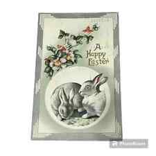 Postcard A Happy Easter 2 Rabbits Vintage c1913 A53 picture