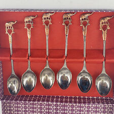 Vintage set of 6 Spoon Elephant handle hand-hammered Copper Coffee Tea Demitasse picture