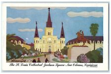 New Orleans Louisiana LA Postcard The St. Louis Cathedral Jackson Square Vintage picture