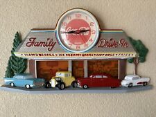 1988 Coca Cola Clock Burwood USA Family Drive-In 1950s Style Cars Diner 21 x 11 picture