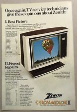 Vintage 1977 Original Print Advertisement Full Page - Zenith Chromacolor II TV picture