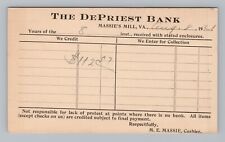 Postcard UDB The DePriest Bank Deposit Receipt Massie's Mill Virginia c1921 picture