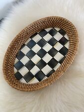 Mackenzie Childs Courtly Check Enamel Rattan Oval Tray Vanity Serving 10.5 x 7.5 picture