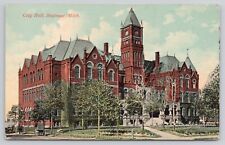 Saginaw Michigan MI - City Hall Antique Posted 1912 Postcard picture