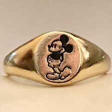 Vintage Mickey Mouse Pinkie Ring RARE Size 3 Gold Tone Plated Disneyana Signed picture