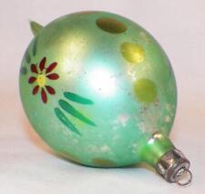 Christmas Ornament Mercury Glass Aqua Flowers Dots Blown Fantasia Antique #34 picture