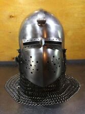 Antique Custom SCA HNB 18 Gauge Steel Medieval Combat Pig Faced Bascinet Helmet picture