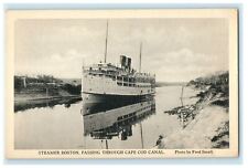 Steamer Boston Ship Passing Through Cape Cod Canal Massachusetts MA Postcard picture