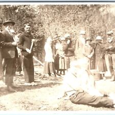 c1910s Unknown Gathering Outside RPPC Happy People Crowd Real Photo Postcard A95 picture