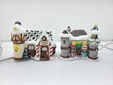 Vintage Santas Village Porcelain Bisque Lighted Christmas Houses Toy Candy Shop picture