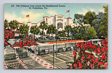 c1943 Linen Postcard St Petersburg FL Florida Coliseum & Shuffleboard Courts picture