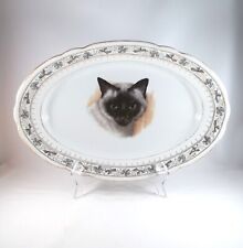 Vintage Large Decorative Ceramic Platter With Siamese Cat Face Decoration picture