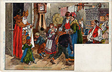 PC ST NICOLAS, ARTIST SIGNED, COSTUMES OF ALSACE, Vintage Postcard (b46099) picture