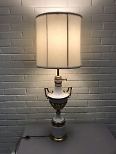 VTG GIANT STIFFEL HEAVY BRASS WHITE ENAMEL URN STYLE TABLE LAMP 40” TALL BEAUTY picture