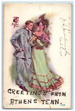 1907 Couple Romance Greetings from Athens Tennessee TN Posted Postcard picture