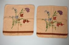 Set Of Two Vintage St. Mary's Peach Floral Washcloth USA Excellent picture