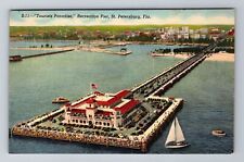 St Petersburg FL-Florida, Aerial Recreation Pier, Vintage c1948 Postcard picture