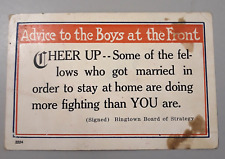 Postcard Vintage Patriotic - Advice to the Boys at the Front CHEER UP.... picture