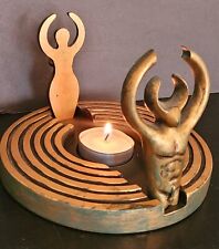 Oberon Zell Dearinth Earth Goddess And Sky God Mini Altar Votive Candle Holder picture