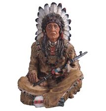 ICE ARMOR 14'' H Indian Chief Sitting Statue Native American Decoration Figur... picture