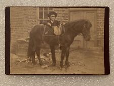 Antique Circa 1887 Cabinet Card Photo Man With Horse Cowboy Hat Western picture