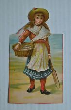 Antique Victorian Cut Out of Child on Sea Shore Caring a Basket picture