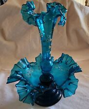 Vtg Victorian Miniature Blue Epergne  Handpainted Flowers picture