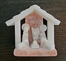 Vintage Carved White Pink Nativity Scene 2