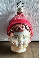 Vintage Inge Glas Boy Doll Head Face Christmas Ornament Germany picture