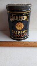 VINTAGE 1940'S GOLD MEDAL BRAND COFFEE 1LB ADVERTISING CAN CHICAGO, ILL L@@K picture