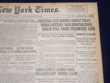 1916 FEBRUARY 8 NEW YORK TIMES - LUSITANIA CASE BEFORE CABINET TODAY - NT 9029 picture